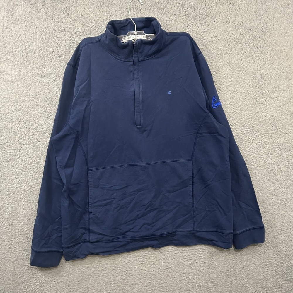 Criquet Sweater Mens 2XL XXL Blue Quarter Zip Pullover Pima Cotton Stretch Adult